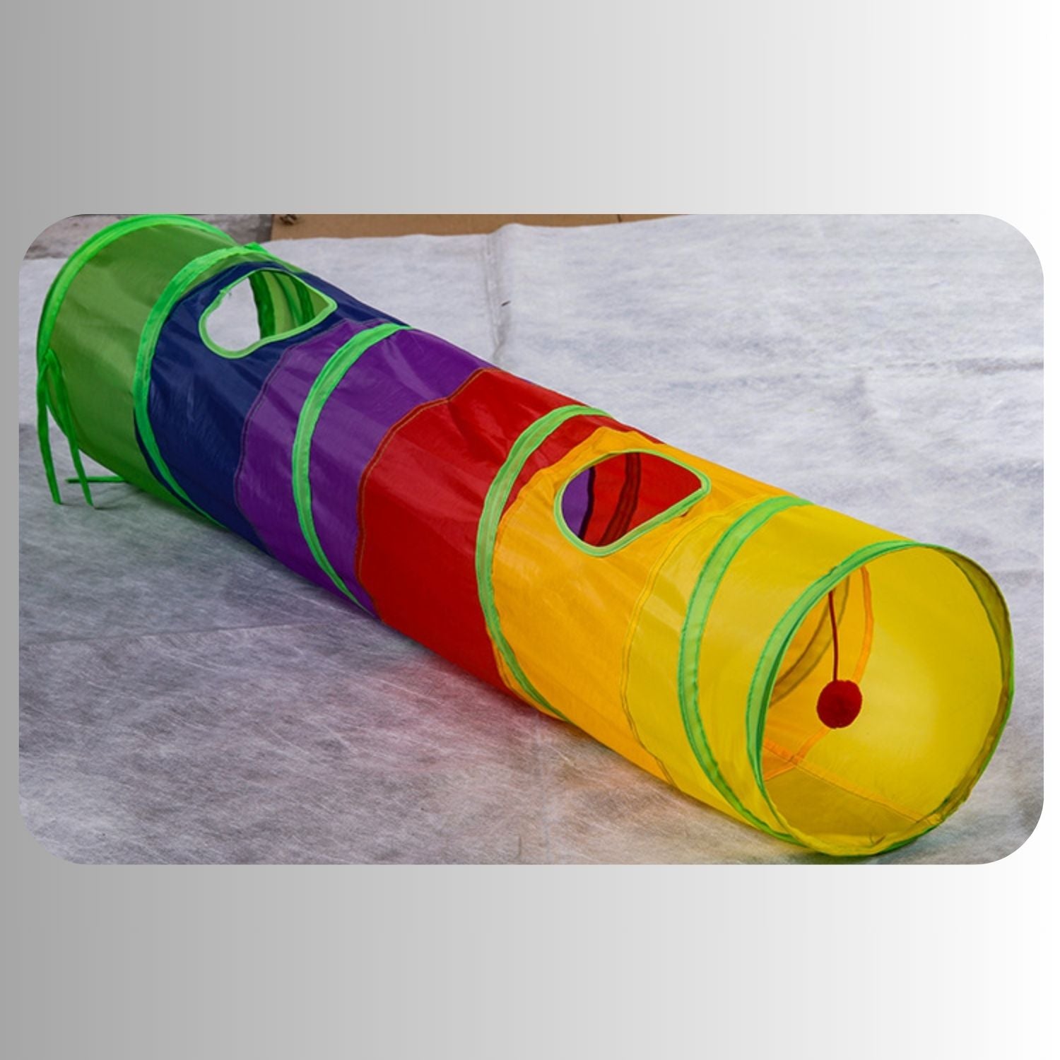 Regenboog Katten Tunnel opgerolde speeltunnel in vierkleuren